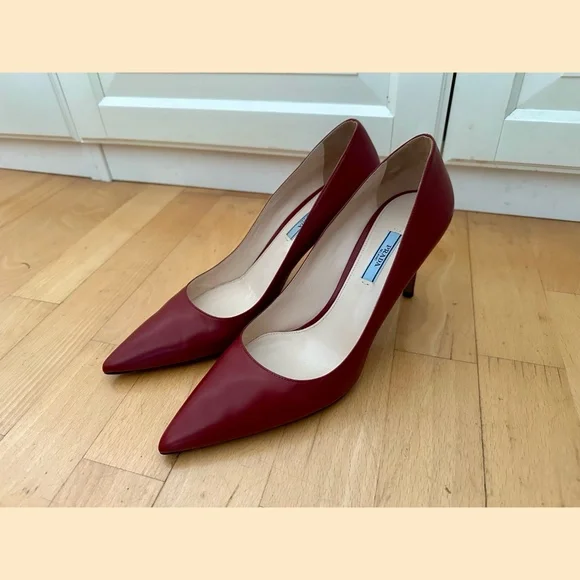 Prada Maroon Leather Pumps EU 41 - Picture 1 of 8